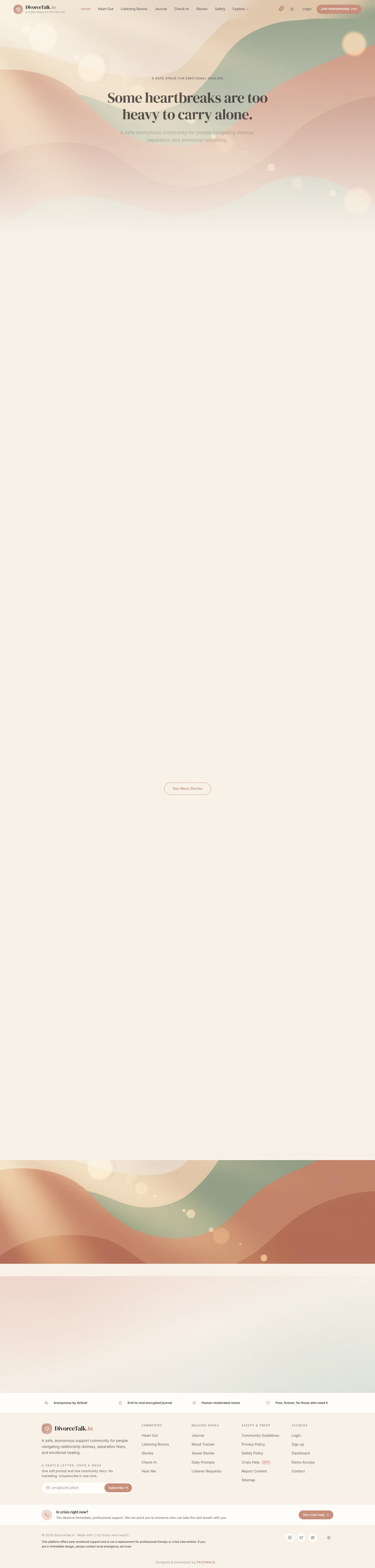 Divorce Talk homepage on desktop