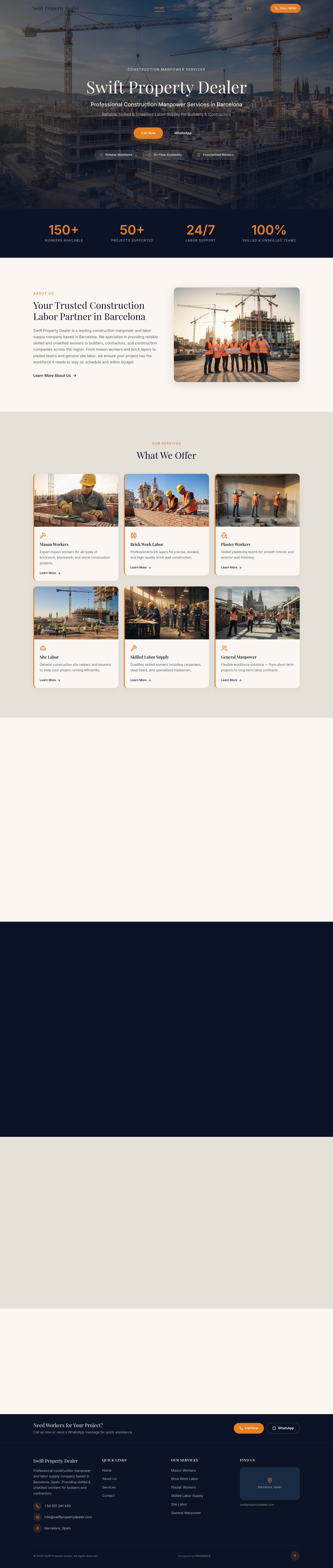 Swift Property Dealer homepage on desktop
